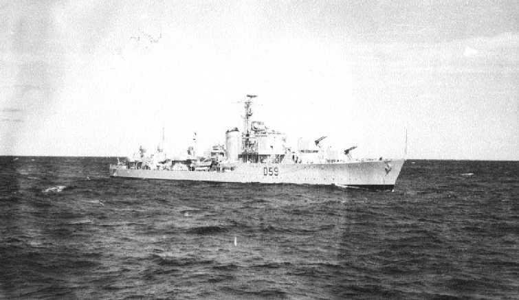 Battle class destroyer, commissioned on 14/3/1951, built at Williamstown.  This class was the first British destroyer with all armament forward.  In July 1951 Anzac sailed to Japan to join the U.N. forces in the Korean war.  After screening duties she ope