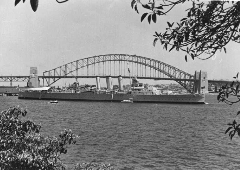 H.M.A.S "Australia", completed 1928, built by John Brown & Co, Clydebank.  In 1940 Australia was in operations against the Vichy French naval forces at Dakar.  In August 1942 she took part in assisting United States forces landing at Guadalcanal in the So