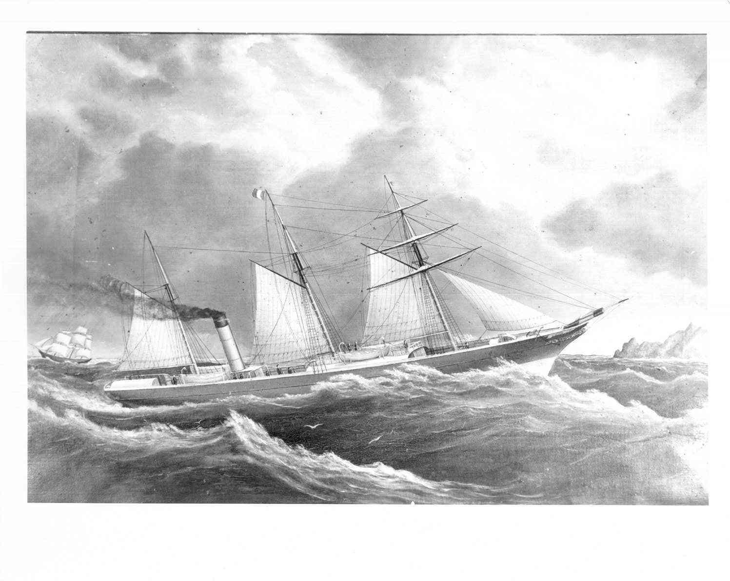 1854 passenger vessel at sea.