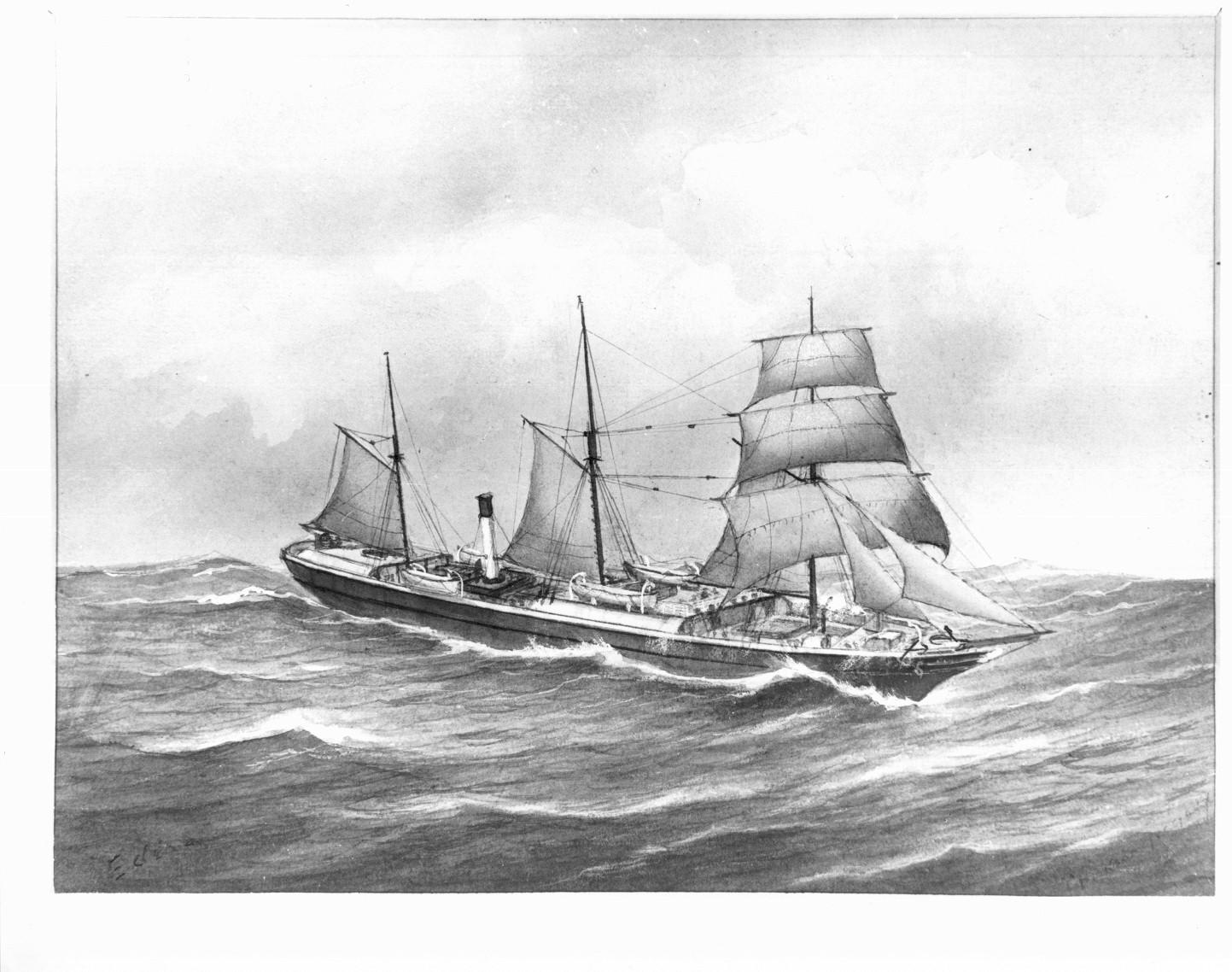 1854 passenger vessel at sea.