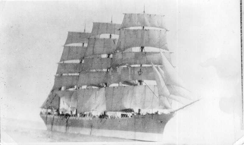 Barque under full sail