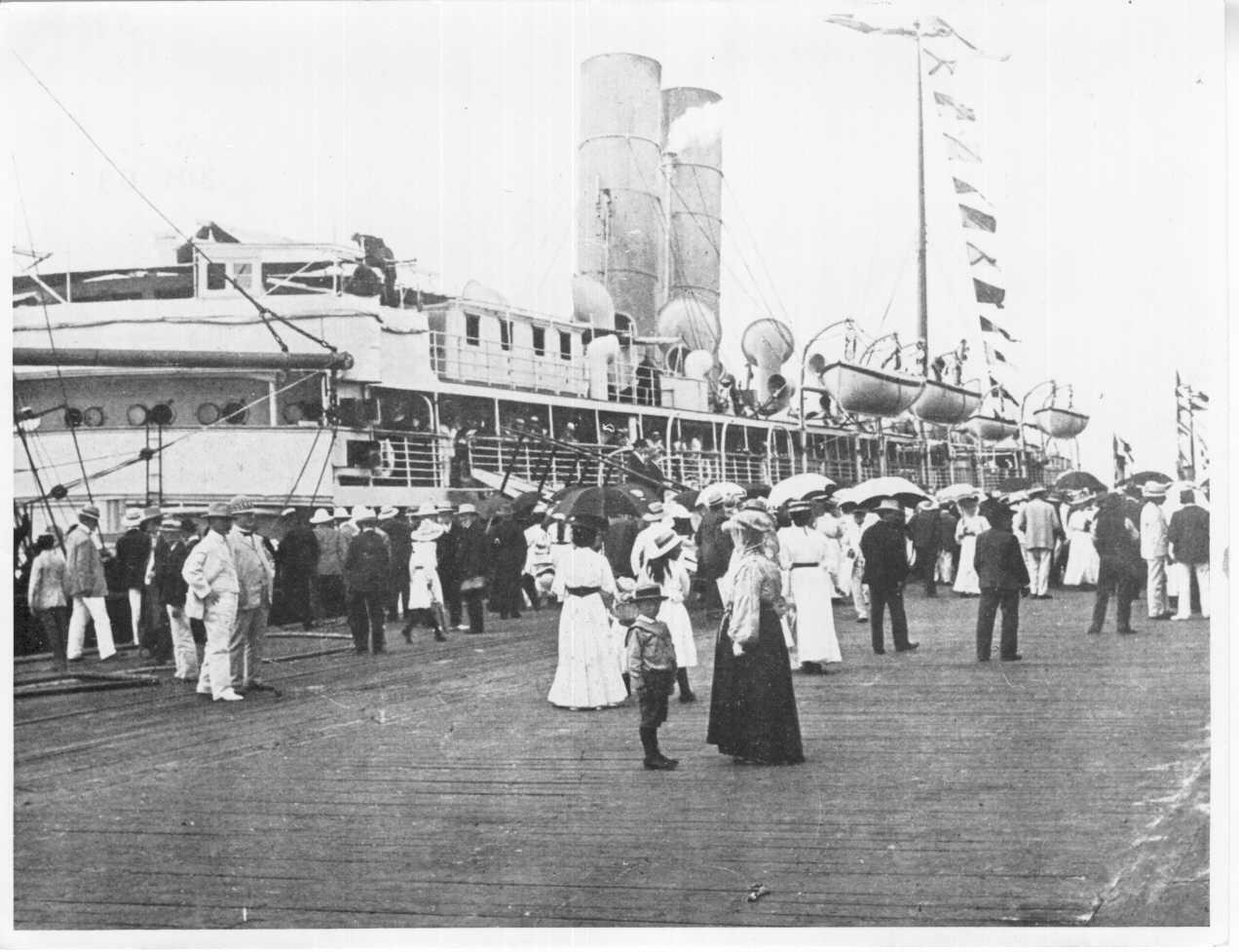 Port and harbour scene - passengers on wharf