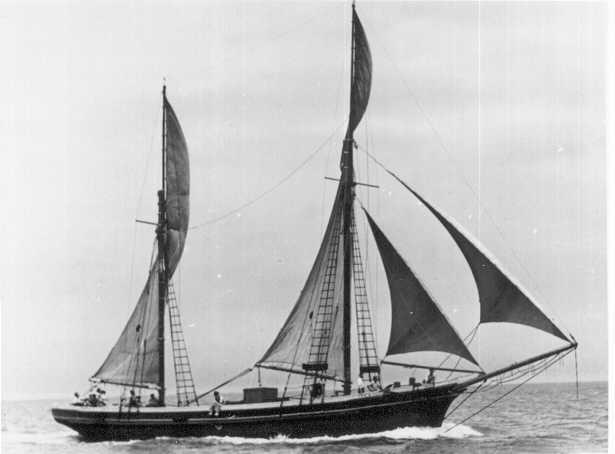 Ketch under sail