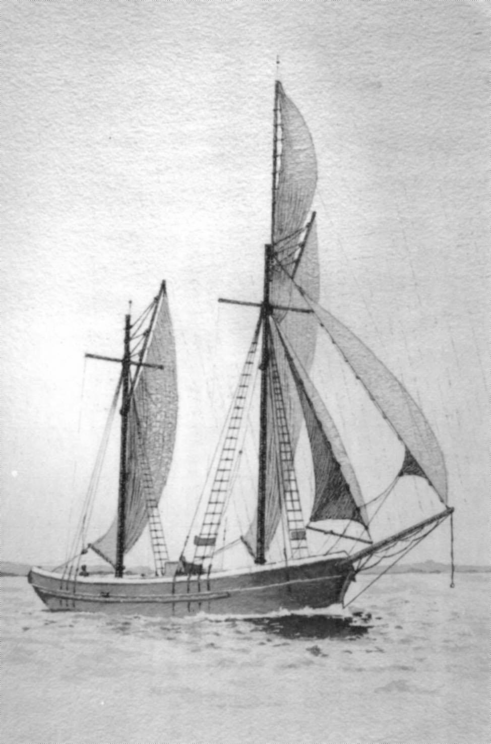 This image shows the vessel in sail.