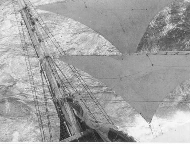 Barque - looking down and forward from mizzen