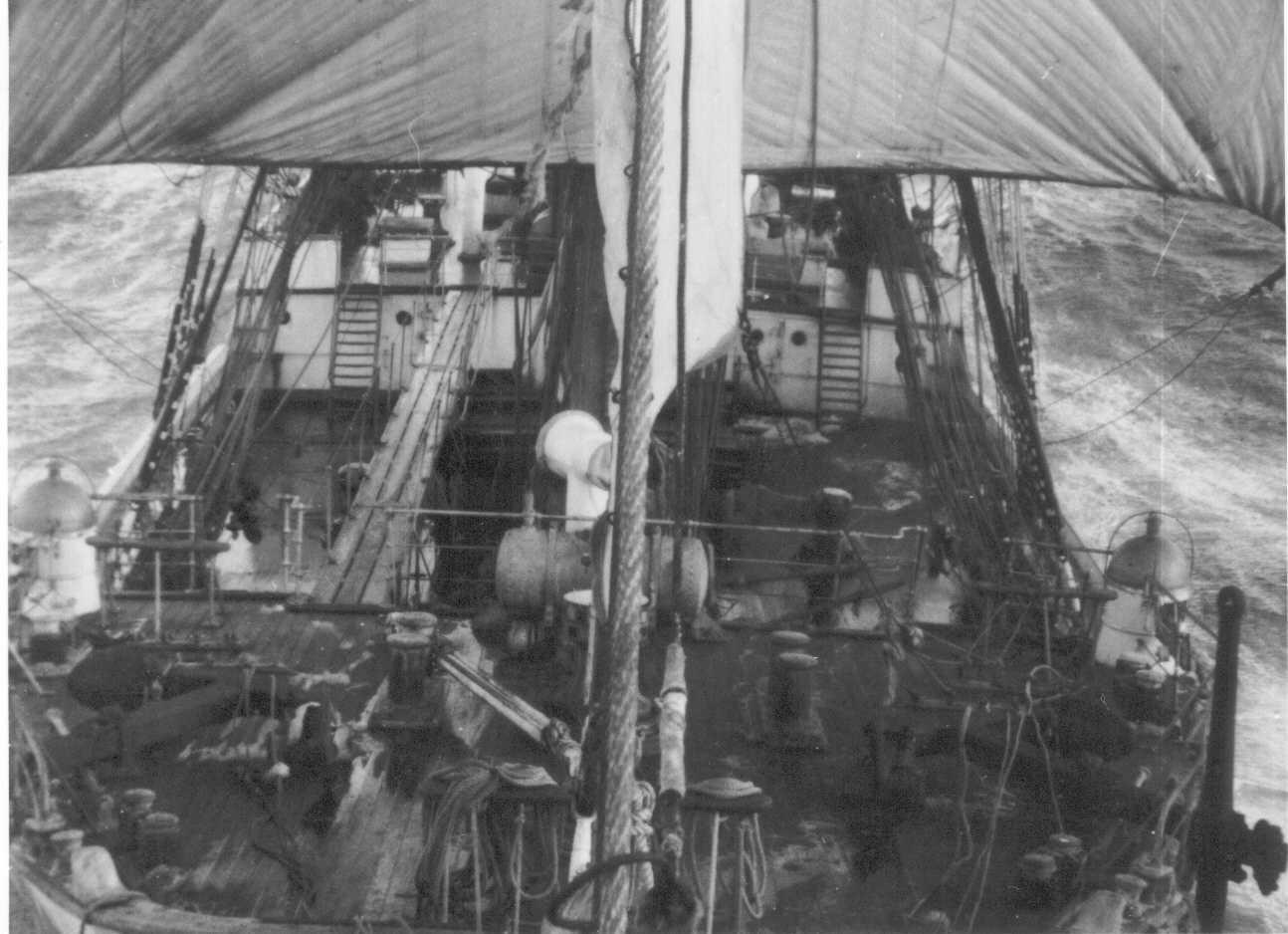Barque - looking aft from the jib boom