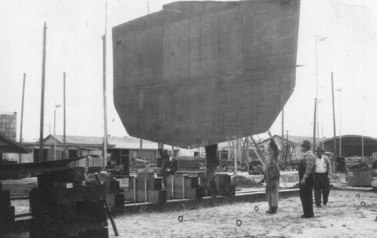 Bulkhead being moved into position, 7/8/1958.