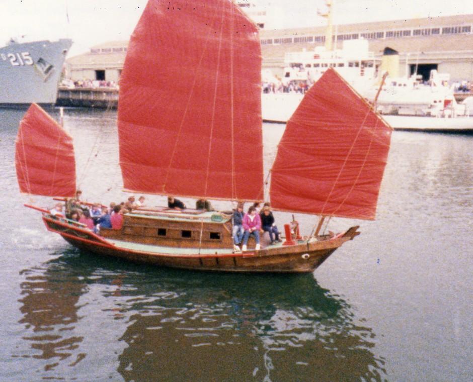 Chinese Junk on Port River Sunday 26 Oct.1986.