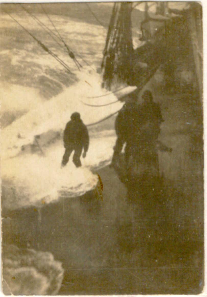 Personnel in heavy weather, South Pacific