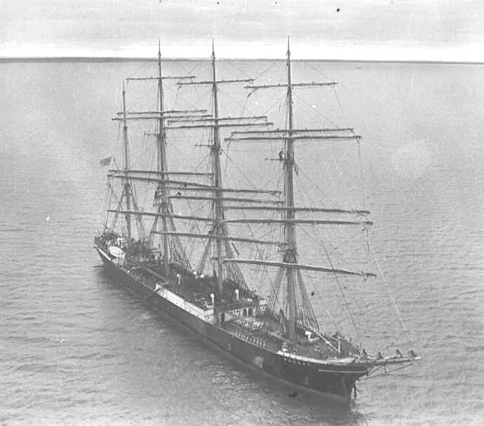 This image shows "Passat" at anchor near Port Victoria"