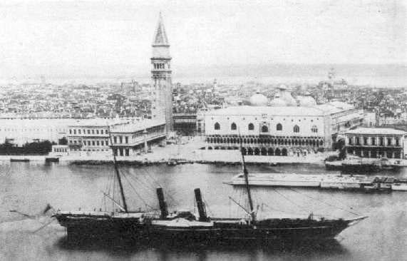 1884 paddle steamer at anchor