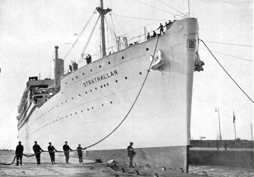 1938 passenger vessel entering Tilbury Dock.