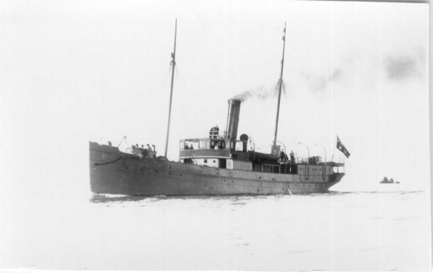 Lighthouse Tender, "Lady Loch", ex Gunboat.  Built in 1886 by Campbell, Sloss & McCann in Footscray, Melbourne for  the Victorian Dept. Of Public Works.  Iron Steamship of 531 tons.  Built for use as a lighthouse tender and serviced lighthouses around the