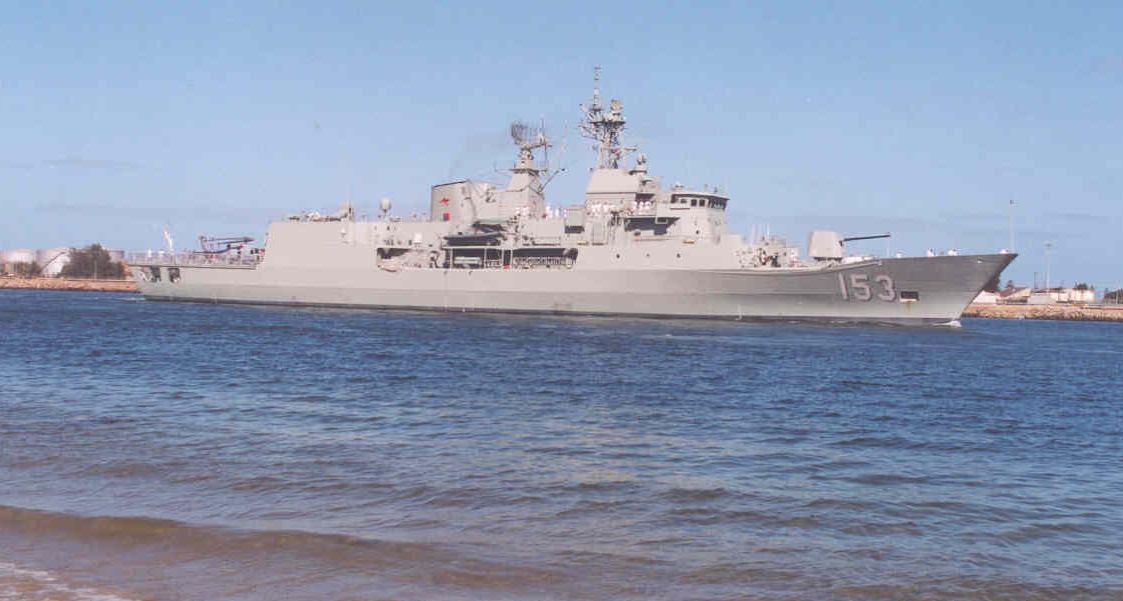 Image: Warship with a centre funnel