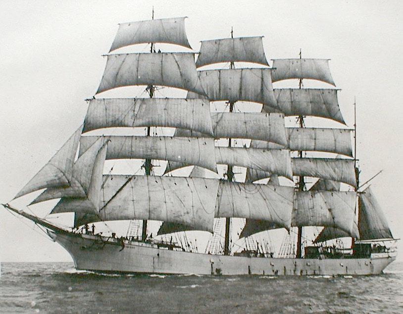 Image: Four masted barque in full sail