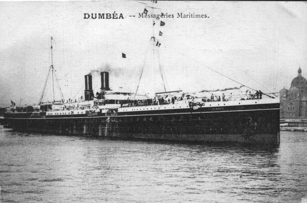 Image: Steamship with two funnels