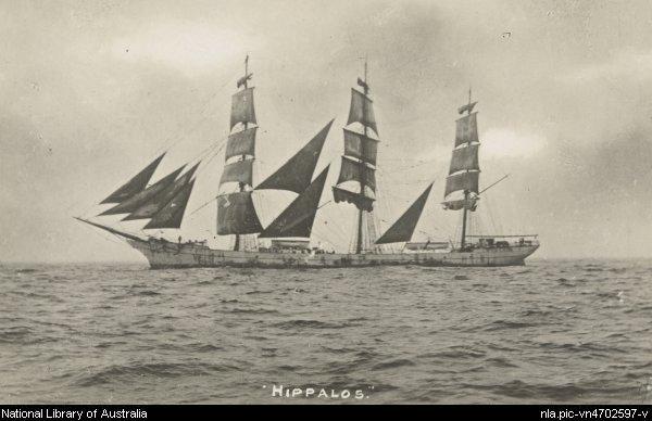 Image: Three masted full-rigged sailing ship. 