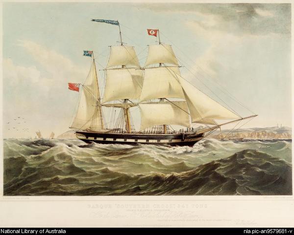 Image: Three masted ship in full sail