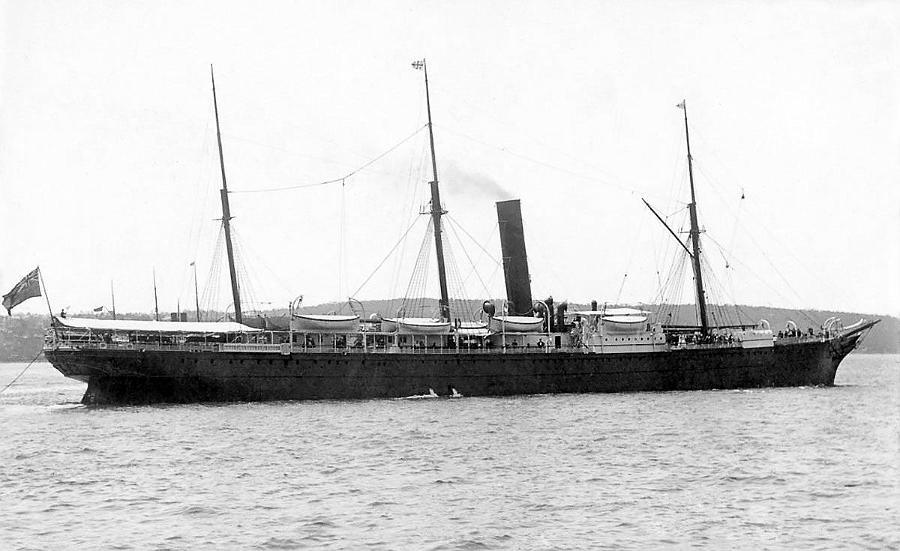 Image: Steamship with barque rigging