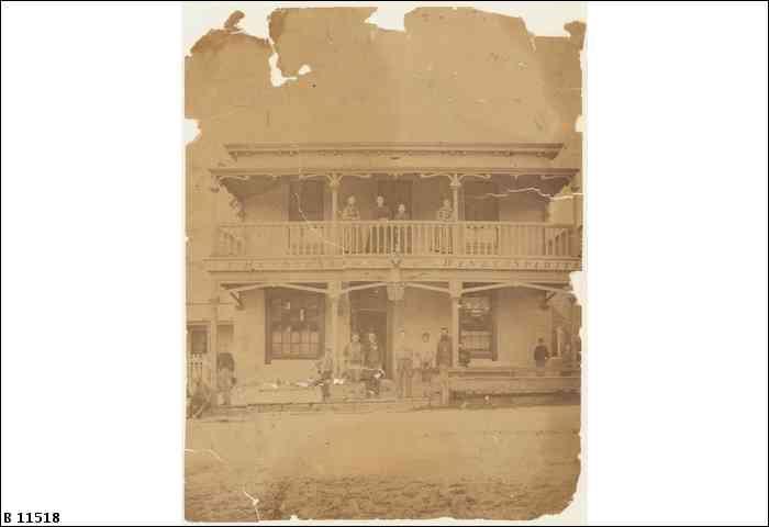 The Vine Inn Glen Osmond - On balcony Mrs Reese Jones, Mrs Elizabeth Henderson (then proprietor), Mrs. Jemima Amelia Henderson (wife of Isaac Henderson) and Miss Frances Rogers circa 1870.
