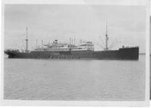 Italian ship "Romolo" chased by H.M.A.S. "Manoora" and scuttled by crew in the Pacific Ocean approximately 15 - 6 - 1940.