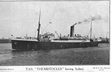 Passenger Vessel "T.S.S. Themistocles".  Built in 1911 by Harland & Wolff Ltd - Belfast, for G. Thompson & Co.  Vessel was broken up in 1947.
Official number:  129349
Port Of registry:  Aberdeen
Tonnage:  11231 gross
Dimensions:  length 501', breadth 