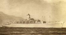 Passenger Vessel "S.S. Orsova", launched on 14 May 1953 by Lady Anderson and completed in February 1954.  Built by Vickers-Armstrongs Ltd - Barrow-In-Furness, England.  She took her inaugural voyage on 17 march 1954 from London to Sydney.Base Port:  Ini