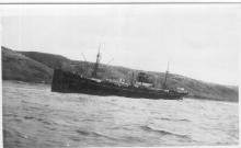 This image shows vessel ashore near Cape Jervis. Ashore at Tunkalilla Beach, 5/10/1934.