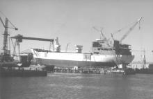 Bulk Carrier, "Cape York", built in 1973 by Adelaide Ship construction ( A division of Adelaide Steamship Ind Pty Ltd)  Owned by Australian Territory Liner Services Pty Ltd.
Official Number:  355328
Tonnage:  4307 net, 8453 gross
Dimensions:  length 11