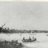 Landing at Old Port.  Adelaide's first port (1839) - a distant view of the landing place at Old Port, which was selected by the pioneers as offering the best natural facilities with the intervening belt of mangroves being scarcely 400 yards through.  In 1