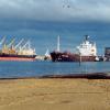 Iron Sturt passing Handy Silver at her berth at Port Adelaide.