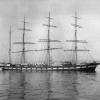 Four masted Iron Barque "Port Jackson", built in 1882 at Aberdeen by A Hall & Co for Duthie Bros.  This vessel traded regularly to Australia and when sold to Devitt & Moore in 1906 became a cadet training ship, remaining in the same trade until she was to