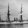 "H.I.M.S Carola", built at Stettin, & Completed in 1881.  Vessel was converted to a Gunnery Training ship in 1893.  Rigged as a Barque, she had two funnels between fore & main masts with steam pipes before; a Clipper bow; topgallant forecastle; two bridge