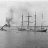 Under tow in the Port River, 6/3/1929.  Taken on last visit to Australia.  Wrecked Boa Vista, Cape Verde Islands 11 November 1929.  Moonlight night in trades.