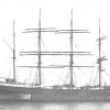 1891 barque, at anchor.