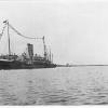 Port and harbour scene - steamer berthed at wharf