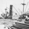 10 p.m. on Saturday April 26, 1924, the tragiv scene at No. 2 Quay where the petrol-laden City of Singapore exploded.  Explosions aboard the ship were heard from up to 12 miles away.  Three men were killed, a further 13 badly burned in what was the worst 