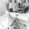 This image shows the vessel at Beehive Corner, Birkenhead.
This image shows side of vessel, at sea.  Man wearing hat is Capt R Harvey.