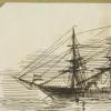Image: Pen and ink drawing, three masted ship